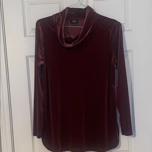 Burgundy Velvet Cowl Neck Top or Tunic